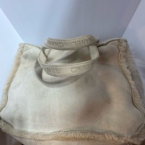 Chanel Shearling Suede Fur Chanel Handbag Tote  CC Logo Vintage